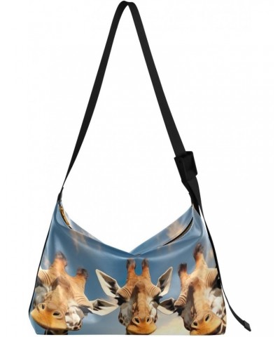 Giraffe Heads Shoulder Bag for Women Waterproof PU Leather Hobo Bags Crossbody Purse with Zipper Closure $19.46 Shoulder Bags