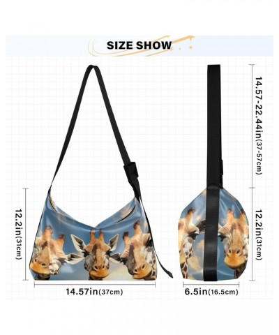 Giraffe Heads Shoulder Bag for Women Waterproof PU Leather Hobo Bags Crossbody Purse with Zipper Closure $19.46 Shoulder Bags