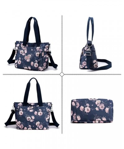 Tote Bag for Women Vintage Nylon Crossbody Purse Large Floral Shoulder Bag Casual Hobo Handbag Lightweight Satchel Hydrangeas...