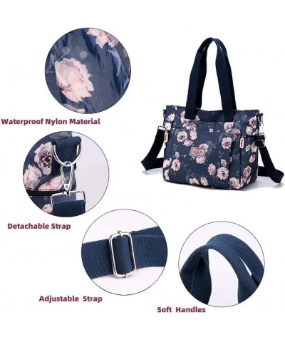 Tote Bag for Women Vintage Nylon Crossbody Purse Large Floral Shoulder Bag Casual Hobo Handbag Lightweight Satchel Hydrangeas...