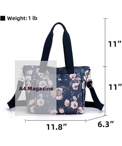 Tote Bag for Women Vintage Nylon Crossbody Purse Large Floral Shoulder Bag Casual Hobo Handbag Lightweight Satchel Hydrangeas...