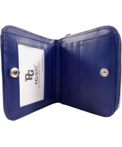 Genuine Polished Stingray Skin Leather Zip Around Medium Clutch Wallet Coins Purse (Black) Ultramarine Blue $39.45 Wallets