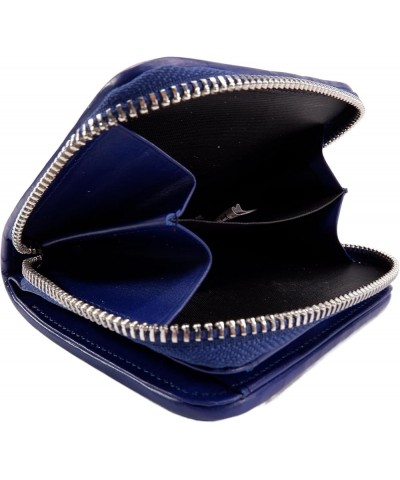 Genuine Polished Stingray Skin Leather Zip Around Medium Clutch Wallet Coins Purse (Black) Ultramarine Blue $39.45 Wallets