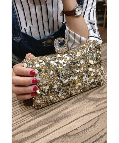 Women Elegant Rhinestone Evening Bags Glitter Vintage Bridal Clutch Purse Wedding Prom Party Handbag Gold $20.20 Evening Bags