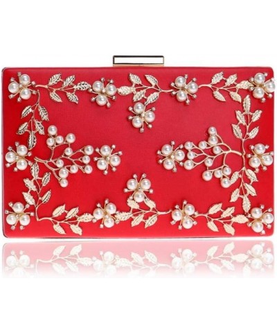 Clutch Evening Bag, Flower Beaded Embroidered Bag, Lady Clutch Bag, Reception Party Bag Red $15.40 Evening Bags