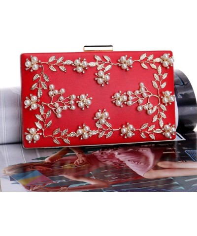 Clutch Evening Bag, Flower Beaded Embroidered Bag, Lady Clutch Bag, Reception Party Bag Red $15.40 Evening Bags