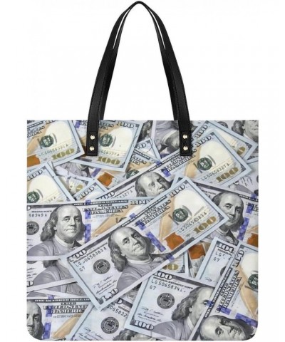 One Hundred Dollar Bills Women Tote Bags Top Handle Satchel Handbags PU Faux Leather Tassel Shoulder Purse $20.89 Totes