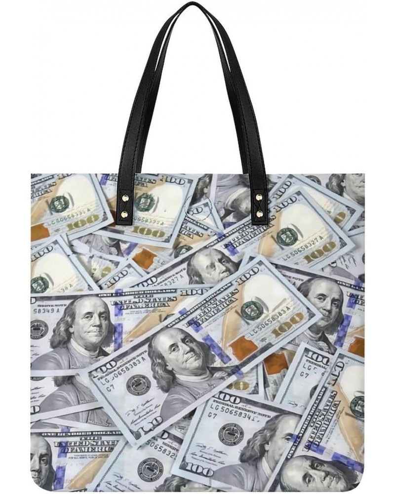 One Hundred Dollar Bills Women Tote Bags Top Handle Satchel Handbags PU Faux Leather Tassel Shoulder Purse $20.89 Totes