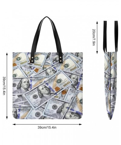 One Hundred Dollar Bills Women Tote Bags Top Handle Satchel Handbags PU Faux Leather Tassel Shoulder Purse $20.89 Totes