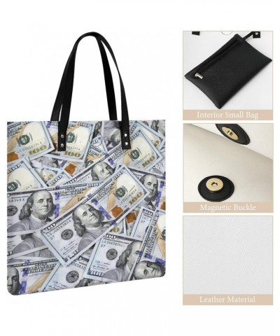 One Hundred Dollar Bills Women Tote Bags Top Handle Satchel Handbags PU Faux Leather Tassel Shoulder Purse $20.89 Totes