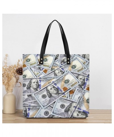 One Hundred Dollar Bills Women Tote Bags Top Handle Satchel Handbags PU Faux Leather Tassel Shoulder Purse $20.89 Totes