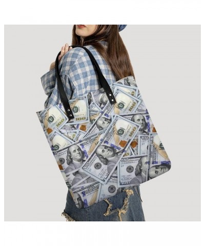 One Hundred Dollar Bills Women Tote Bags Top Handle Satchel Handbags PU Faux Leather Tassel Shoulder Purse $20.89 Totes