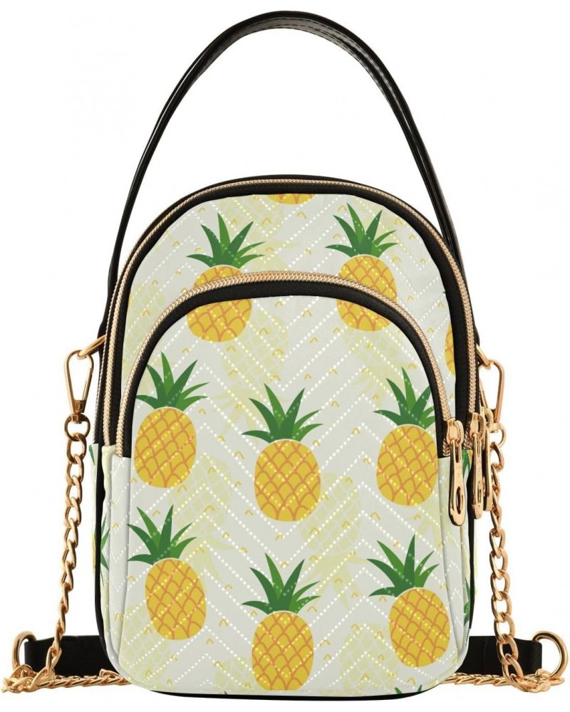 Pineapple Multi Pockets Crossbody Bags for Women Zip Cell Phone Purse Wallet Bag with Detachable Shoulder Strap Cross Body Ha...