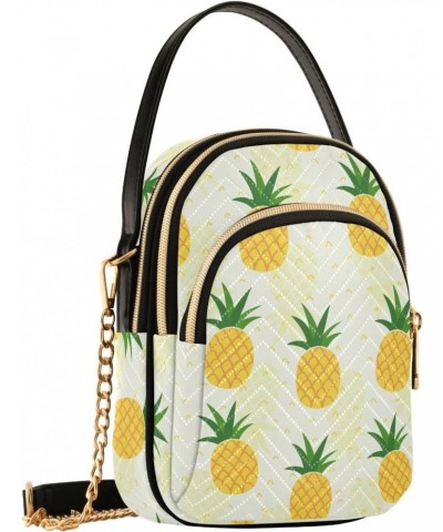 Pineapple Multi Pockets Crossbody Bags for Women Zip Cell Phone Purse Wallet Bag with Detachable Shoulder Strap Cross Body Ha...