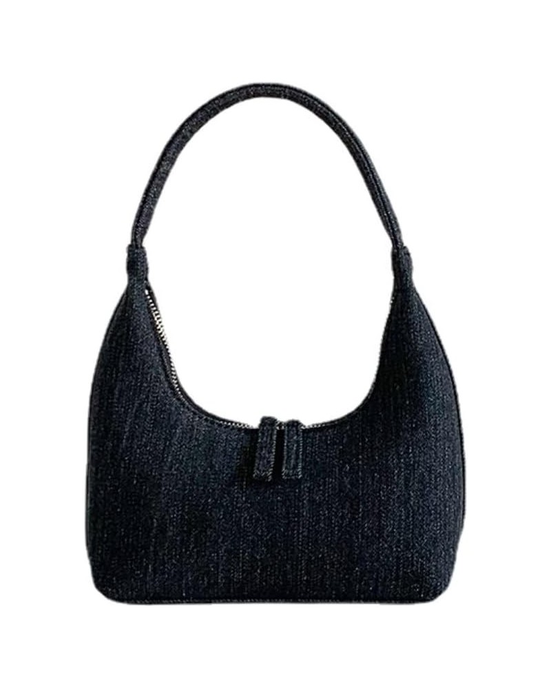 Denim Shoulder Bag Denim Purses and Handbags for Women Jean Bag Y2k Purse Small Denim Purse Jeans Bag Black $12.15 Totes