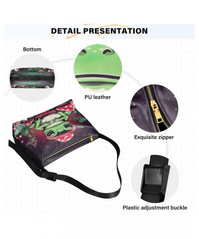 Cute Cartoon Mushrooms Frog Hobo Shoulder Bag for Women Men PU Leather Crossbody Bag Slouchy Tote Handbags for Travel Work $1...