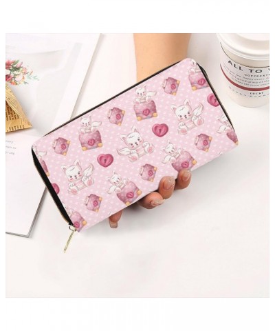 Dog Paw Wallet for Women Men, Mens Womens Leather Wallet Purse for Phone Money Credit Card Keys Change Cat Pink Cute 0 One Si...