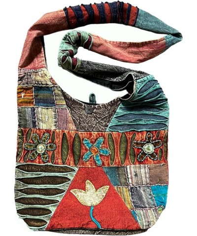 Nepal Patch Boho Bohemian Hobo Cross Shoulder Messanger Satchel Bag Purse Multi 9 - 14x15 $24.45 Crossbody Bags