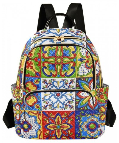 Mexican Colorful Backpack Purse for Women, Anti Theft Backpack Lightweight Small Travel Backpack Shoulder Bag Small(11.41'' x...