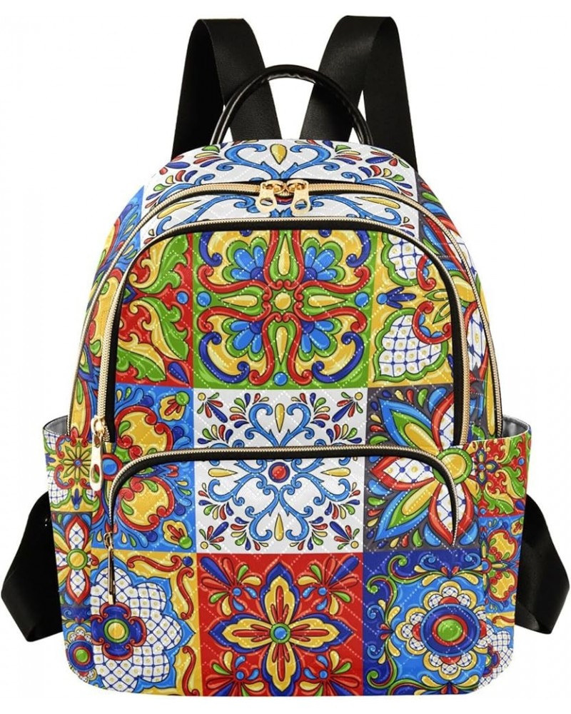 Mexican Colorful Backpack Purse for Women, Anti Theft Backpack Lightweight Small Travel Backpack Shoulder Bag Small(11.41'' x...