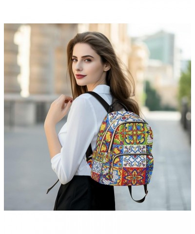 Mexican Colorful Backpack Purse for Women, Anti Theft Backpack Lightweight Small Travel Backpack Shoulder Bag Small(11.41'' x...