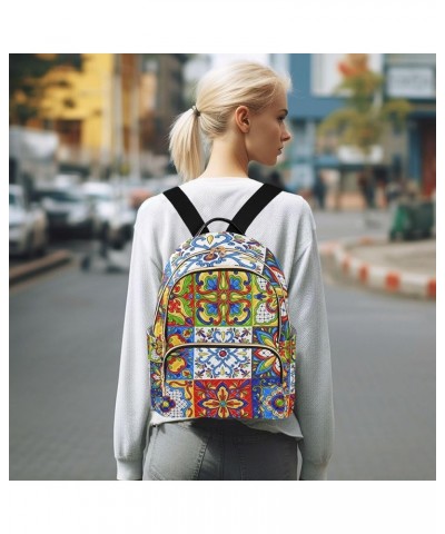 Mexican Colorful Backpack Purse for Women, Anti Theft Backpack Lightweight Small Travel Backpack Shoulder Bag Small(11.41'' x...