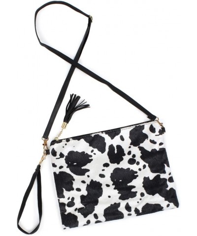 Fashion Designer Everyday Cow Animal Print Clutch Crossbody Bag Black $12.74 Clutches