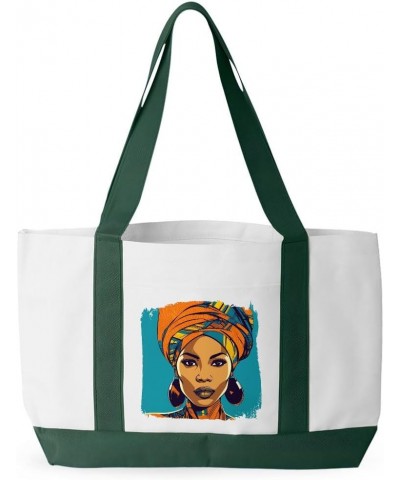 African Woman Art Cruiser Tote Bag - Gift for Her - Friend Bags White Forest Green $16.42 Totes