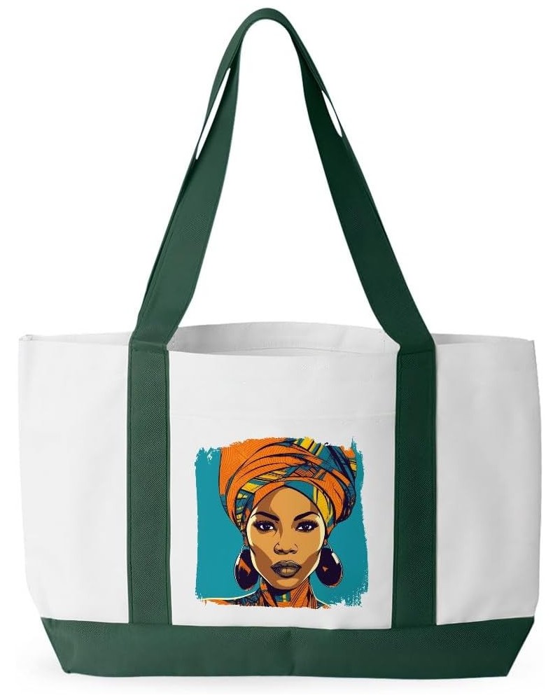 African Woman Art Cruiser Tote Bag - Gift for Her - Friend Bags White Forest Green $16.42 Totes