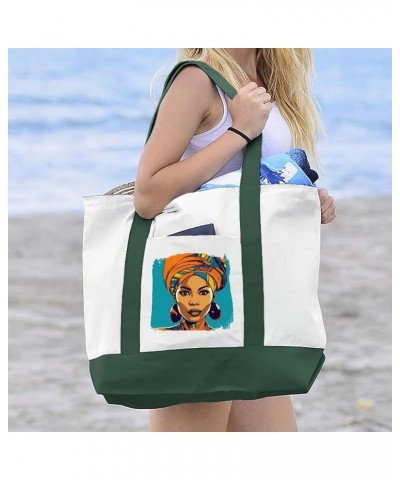 African Woman Art Cruiser Tote Bag - Gift for Her - Friend Bags White Forest Green $16.42 Totes