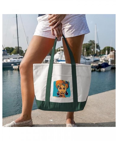 African Woman Art Cruiser Tote Bag - Gift for Her - Friend Bags White Forest Green $16.42 Totes