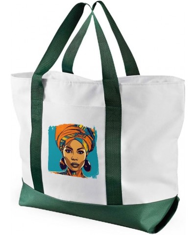 African Woman Art Cruiser Tote Bag - Gift for Her - Friend Bags White Forest Green $16.42 Totes