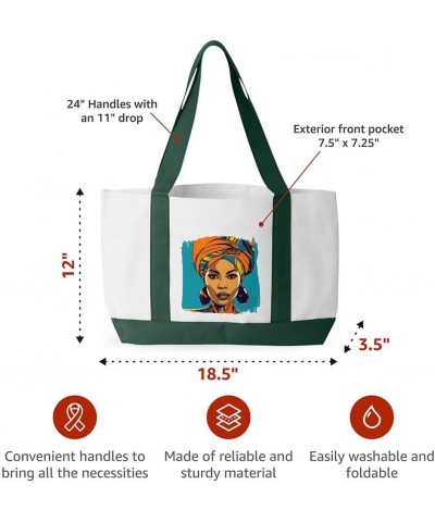 African Woman Art Cruiser Tote Bag - Gift for Her - Friend Bags White Forest Green $16.42 Totes