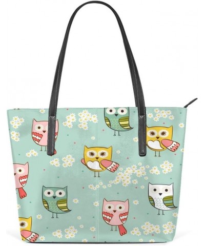 Tote Handbag Women PU Leather Fashion Zipper Shoulder Bag Large Capacity Cute Bird $22.13 Totes