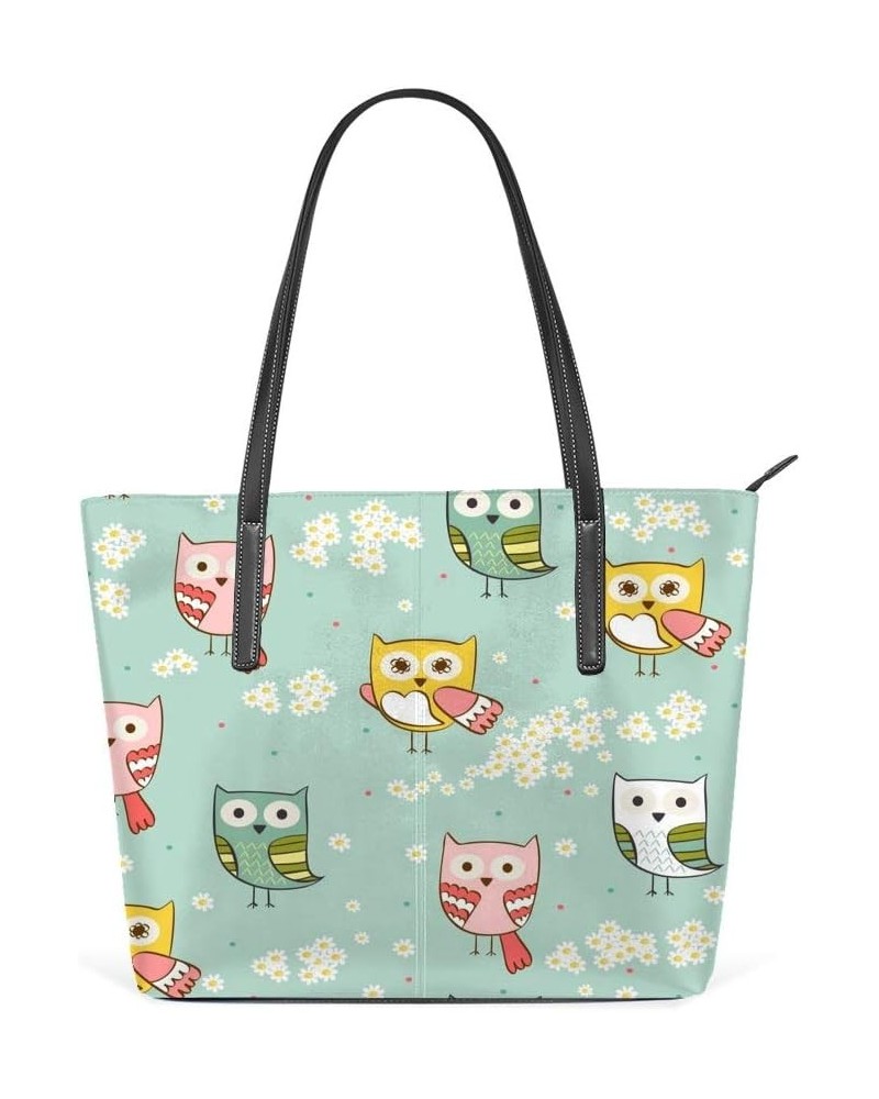 Tote Handbag Women PU Leather Fashion Zipper Shoulder Bag Large Capacity Cute Bird $22.13 Totes