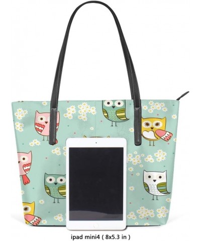 Tote Handbag Women PU Leather Fashion Zipper Shoulder Bag Large Capacity Cute Bird $22.13 Totes