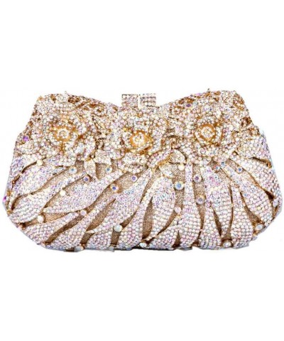 Luxury Sparkly Rose Crystal Evening Clutches Banquet Party Evening Bag Wedding Handbag Purses for Women Gold $48.83 Evening Bags