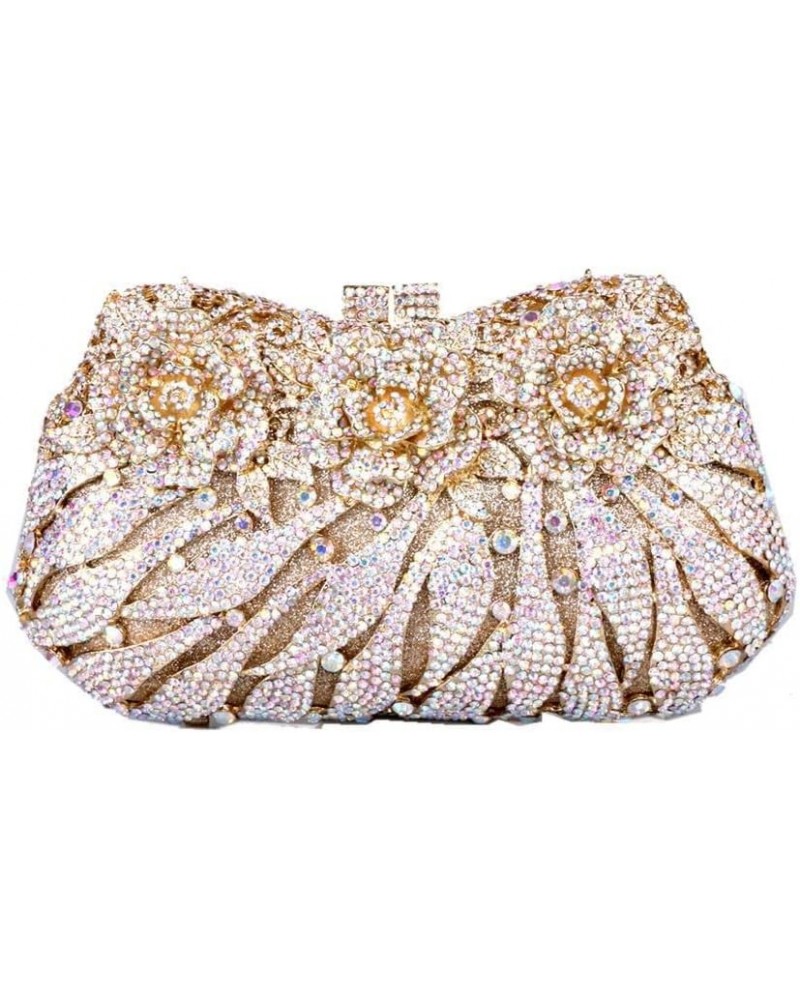 Luxury Sparkly Rose Crystal Evening Clutches Banquet Party Evening Bag Wedding Handbag Purses for Women Gold $48.83 Evening Bags