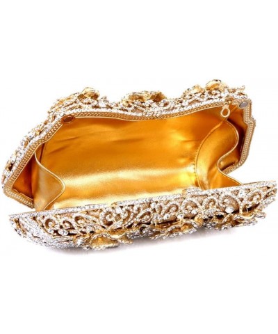 Luxury Sparkly Rose Crystal Evening Clutches Banquet Party Evening Bag Wedding Handbag Purses for Women Gold $48.83 Evening Bags