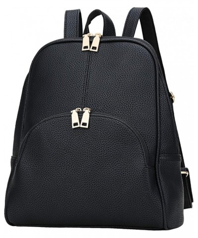 Women Backpack Purse Casual daypacks for ladies Synthetic Leather Shoulder Bag Black $20.39 Backpacks