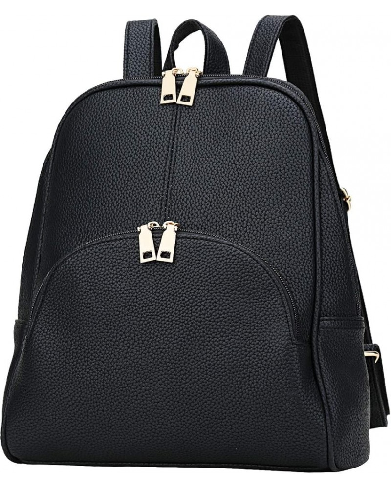 Women Backpack Purse Casual daypacks for ladies Synthetic Leather Shoulder Bag Black $20.39 Backpacks