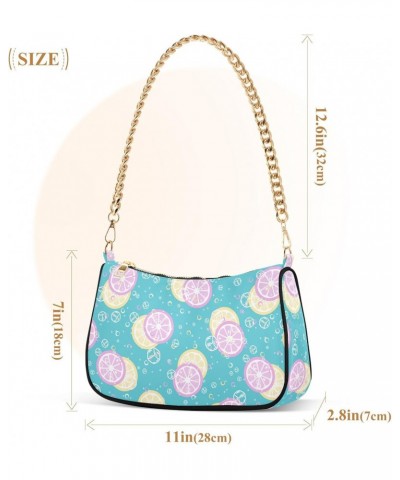 Shoulder Bag for Women, Lemon and Orange Tote Bag Small Purses Cute Mini Zipper Handbag with Chain Strap $16.49 Totes