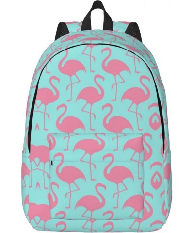 Pink Flamingo Print Unisex Canvas Backpack Cute Backpack For Travel Sports Casual Aesthetic Backpack Black Small $21.83 Backp...