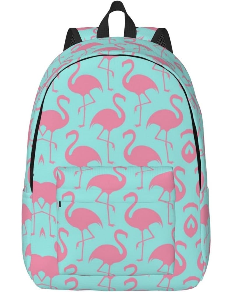 Pink Flamingo Print Unisex Canvas Backpack Cute Backpack For Travel Sports Casual Aesthetic Backpack Black Small $21.83 Backp...