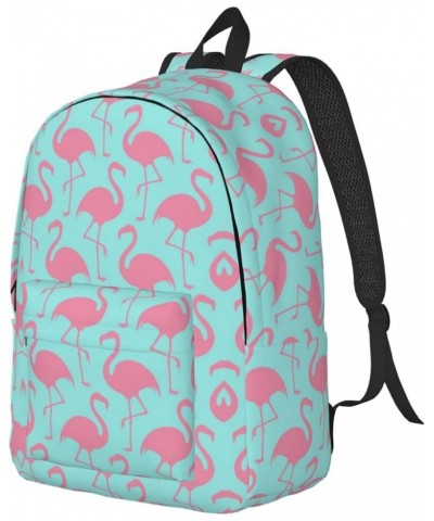 Pink Flamingo Print Unisex Canvas Backpack Cute Backpack For Travel Sports Casual Aesthetic Backpack Black Small $21.83 Backp...