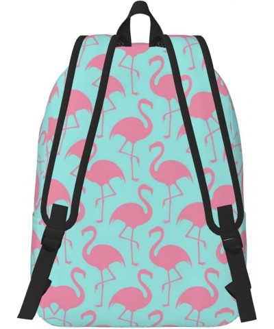 Pink Flamingo Print Unisex Canvas Backpack Cute Backpack For Travel Sports Casual Aesthetic Backpack Black Small $21.83 Backp...