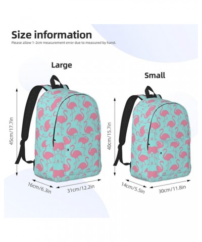 Pink Flamingo Print Unisex Canvas Backpack Cute Backpack For Travel Sports Casual Aesthetic Backpack Black Small $21.83 Backp...