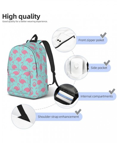 Pink Flamingo Print Unisex Canvas Backpack Cute Backpack For Travel Sports Casual Aesthetic Backpack Black Small $21.83 Backp...