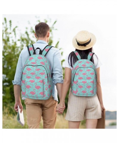 Pink Flamingo Print Unisex Canvas Backpack Cute Backpack For Travel Sports Casual Aesthetic Backpack Black Small $21.83 Backp...