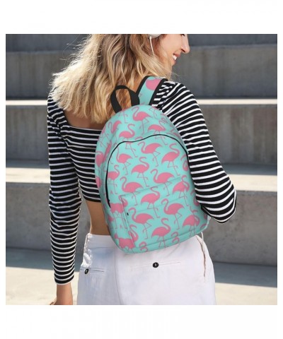 Pink Flamingo Print Unisex Canvas Backpack Cute Backpack For Travel Sports Casual Aesthetic Backpack Black Small $21.83 Backp...